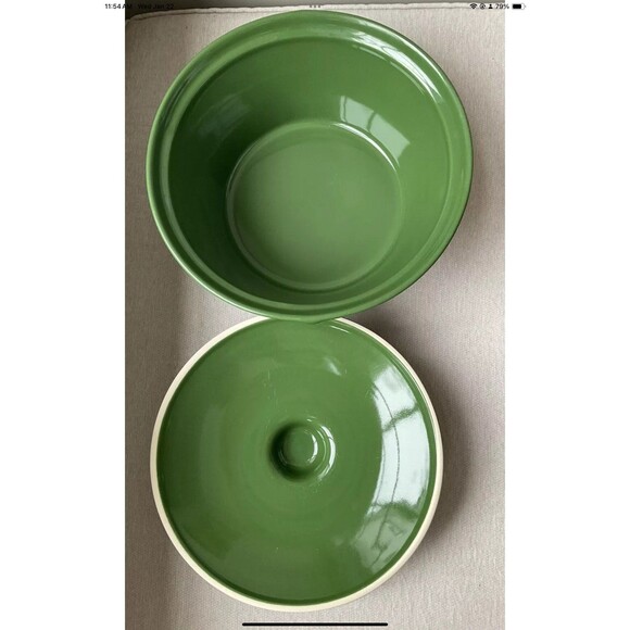 Sur La Table Green Oven-To-Table Stoneware Covered Casserole w/Lid Embossed - Picture 2 of 8
